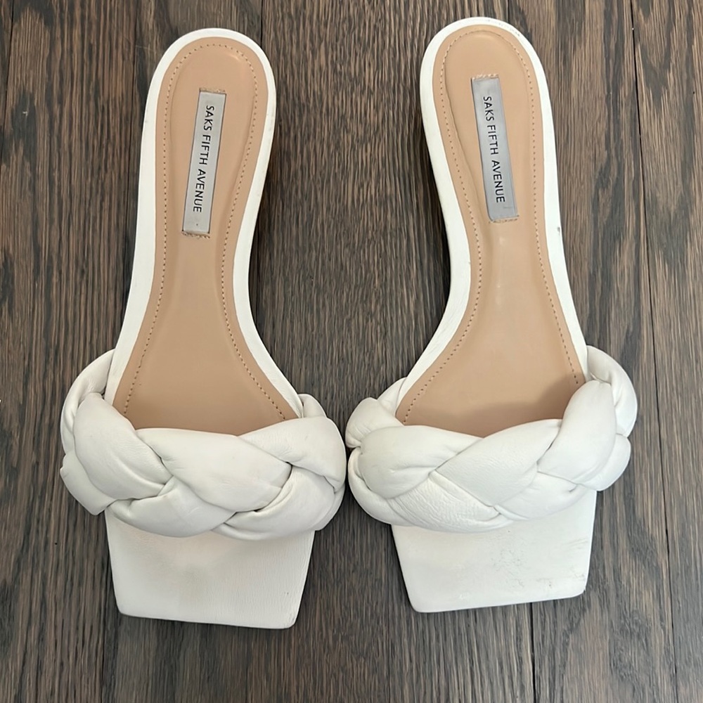 Saks Fifth Avenue Cream Braided Sandals 7.5